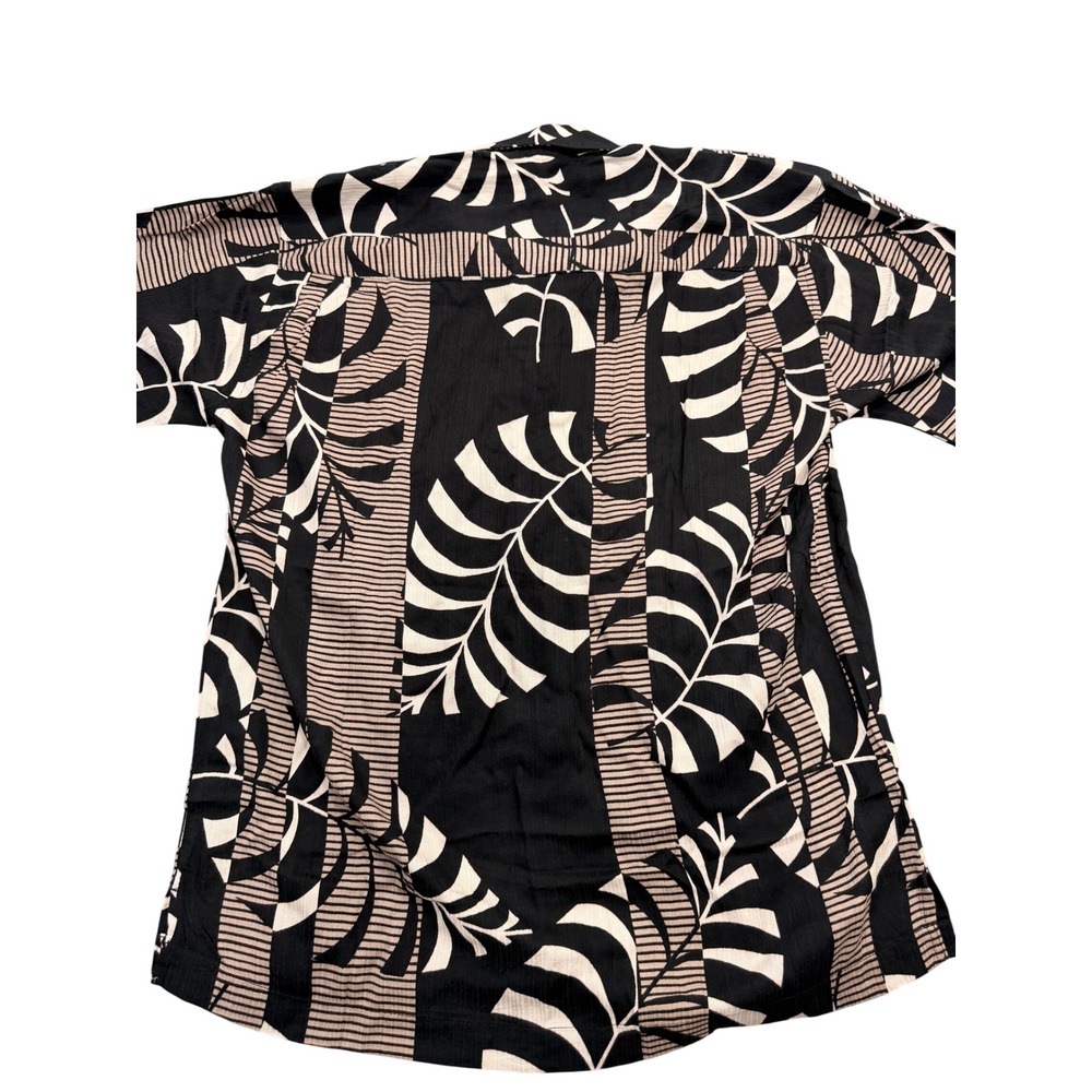 Cubavera Palm Leaf Button Down Shirt Mens Small Black Beige Tropical Rayon Camp - Picture 6 of 8